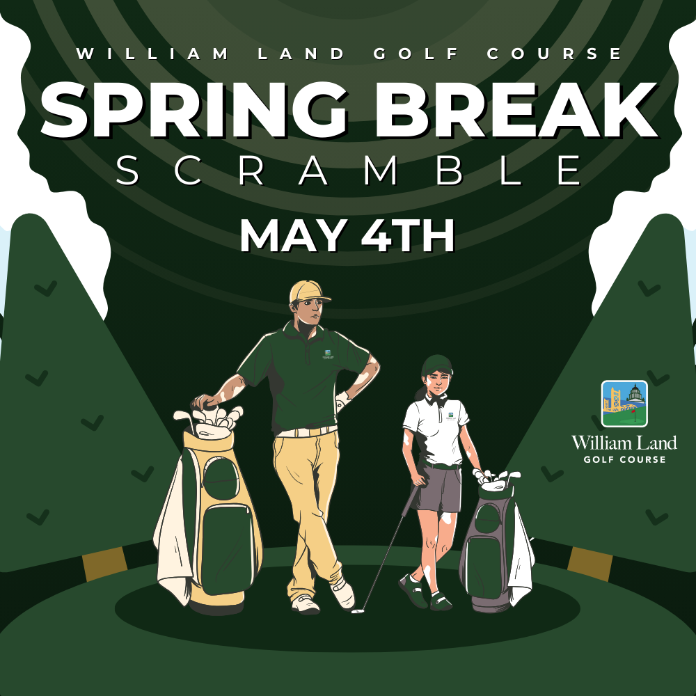 A graphic promoting the Spring Break Scramble on May 4th.